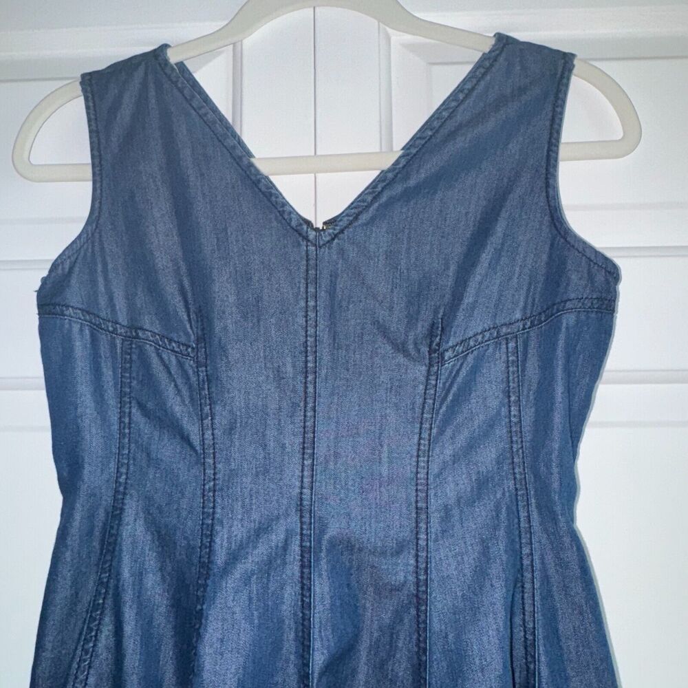 Anthropologie Holding Horses Women Denim Blue Dress Sleeveless Fit/Flair Size 2 - Picture 5 of 12